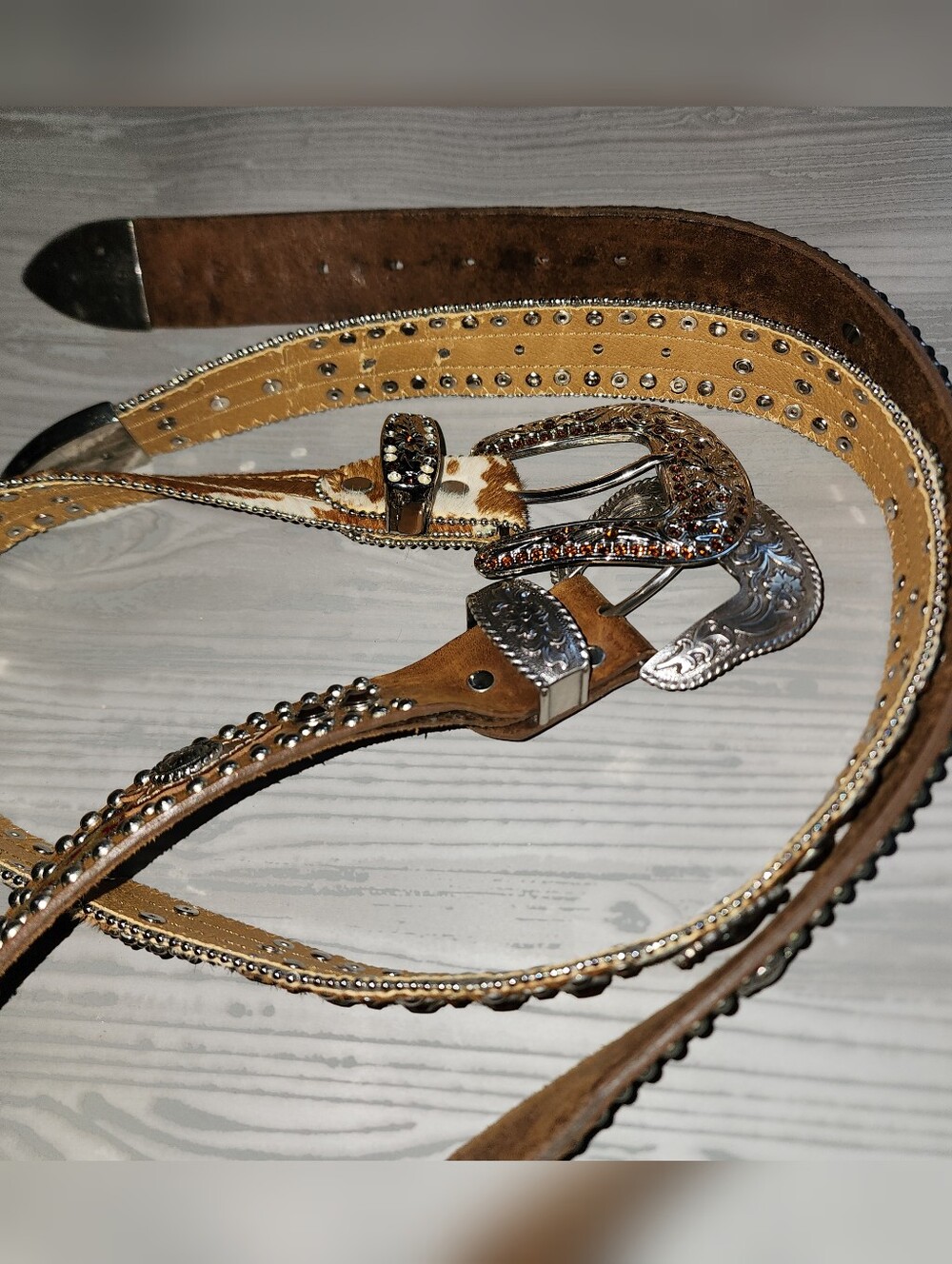 Vintage WB Atlas Bling Western Belt Bundle Y2k Country Leather Rhinestone - Picture 9 of 15
